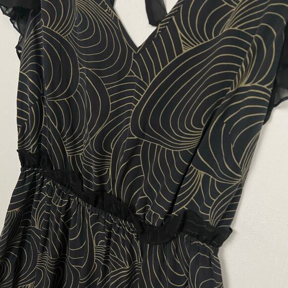Amour Vert Women's Black Whimsigoth Witchy Ethereal Midi Dress - Picture 5 of 11